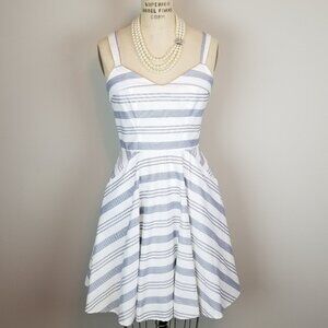 Trixxi Blue & White Striped Summer Mini Dress Sweetheart Neckline * NWT * Medium